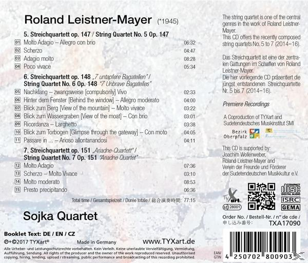 Sojka Quartet - Streichquartette 5-7  - (CD)