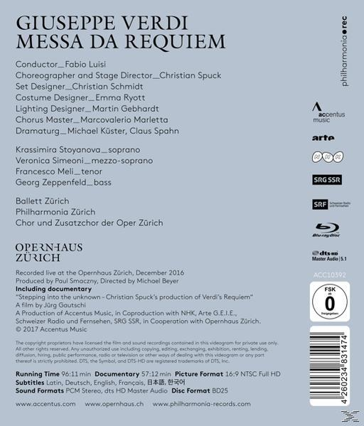 Fabio/philharmonia Luisi Da Requiem Zuerich/+ (Blu-ray) - Messa -