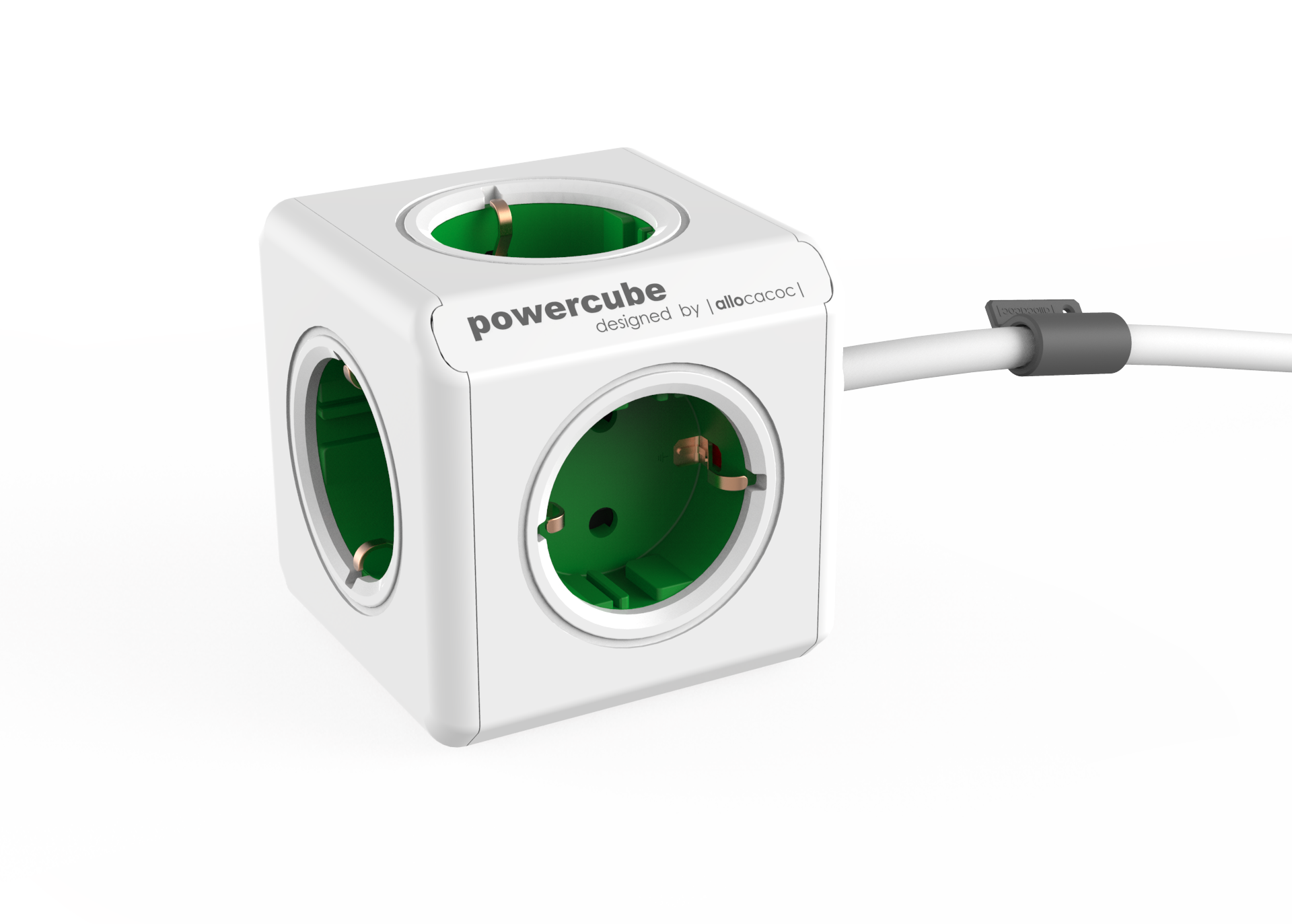 ALLOCACOC 1300GN/DEEXPC PowerCube Extended hálózati hosszabbító, 5 dugalj, 1,5m, fehér-zöld