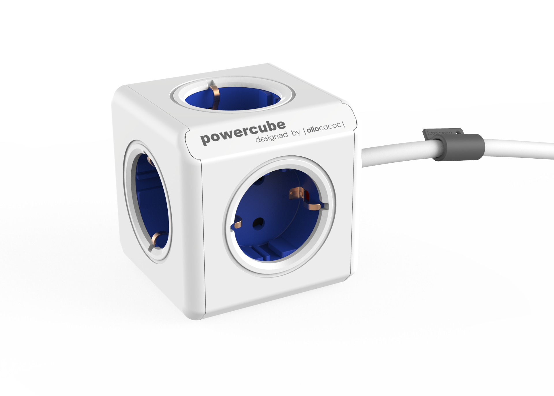 ALLOCACOC 1402BL/DEEUPC PowerCube Extended hálózati hosszabbító, 4 dugalj + 2 USB, 1,5m, fehér-kék