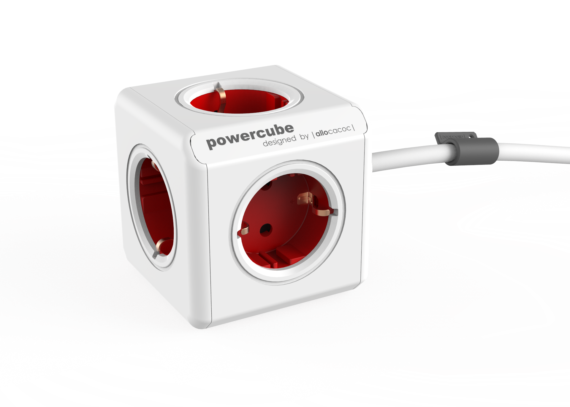 ALLOCACOC 1307/DEEXPC PowerCube Extended hálózati hosszabbító, 5 dugalj, 3m, fehér-piros