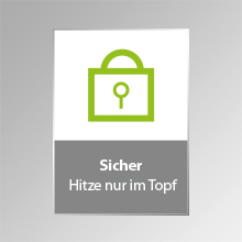 Ein weißes und graues Schild mit einem grünen Vorhängeschloss-Symbol und Text auf Deutsch.
