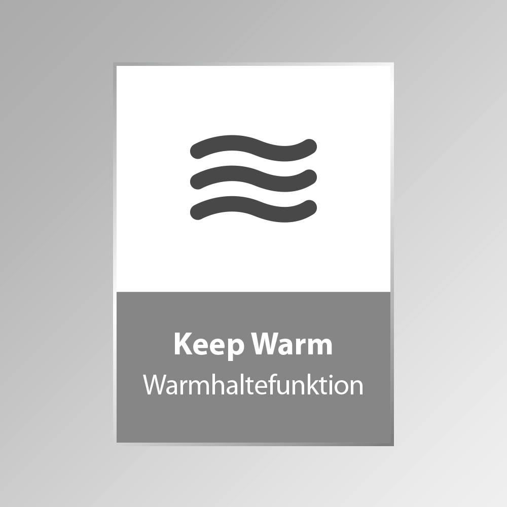 Eine weiße Karte mit dem Text 'Keep Warm' und einem Wellen-Symbol.