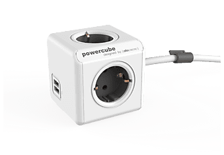 ALLOCACOC 1407/DEEUPC PowerCube Extended hálózati hosszabbító, 4 dugalj + 2 USB, 3m, fehér-szürke