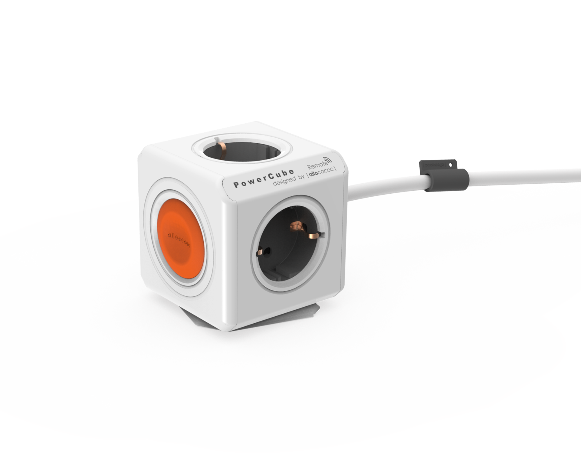 ALLOCACOC 1513/EUEXRM PowerCube Extended Remote hálózati hosszabbító, 4 dugalj,1,5m,kapcsoló,fehér-narancs