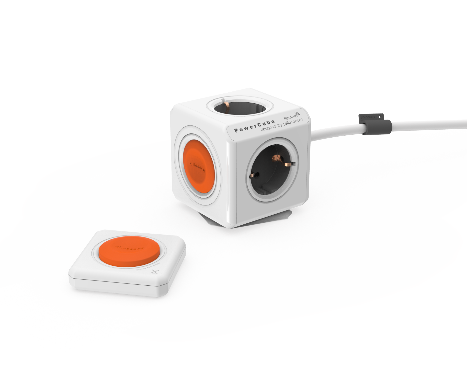 ALLOCACOC 1512/EUEXRM PowerCube Extended Remote Set hálózati hosszabbító, 4 dugalj,kapcsoló,1,5m,feh-narancs