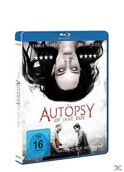 Blu-ray-Cover für "The Autopsy of Jane Doe". Es zeigt ein umgekehrtes Frauengesicht mit Filmtitel.