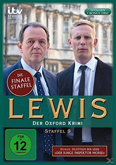 DVD-Cover mit zwei Männern in Anzügen. Text lautet 'LEWIS' mit dem Titel 'Der Oxford Krimi'. Grüne und blaue Farben.