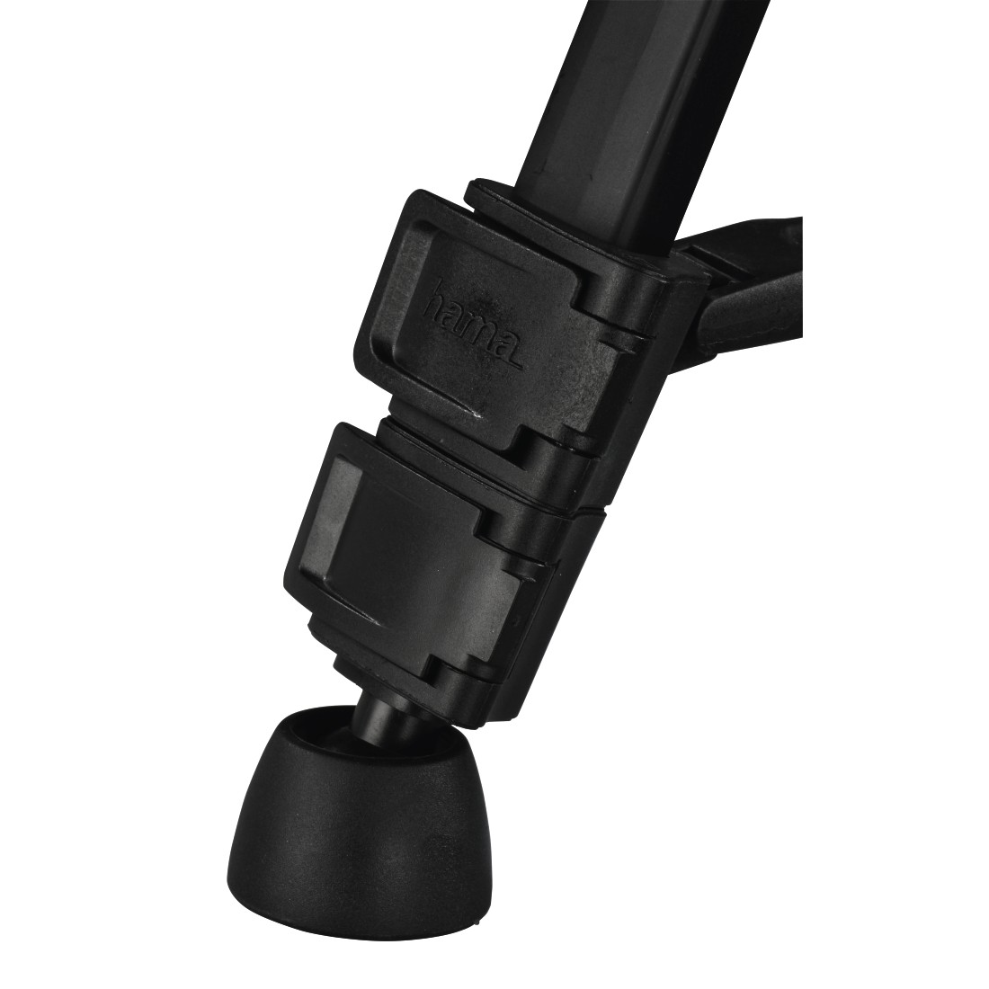 Black tripod leg joint with the Hama logo and a black base, on a white background.