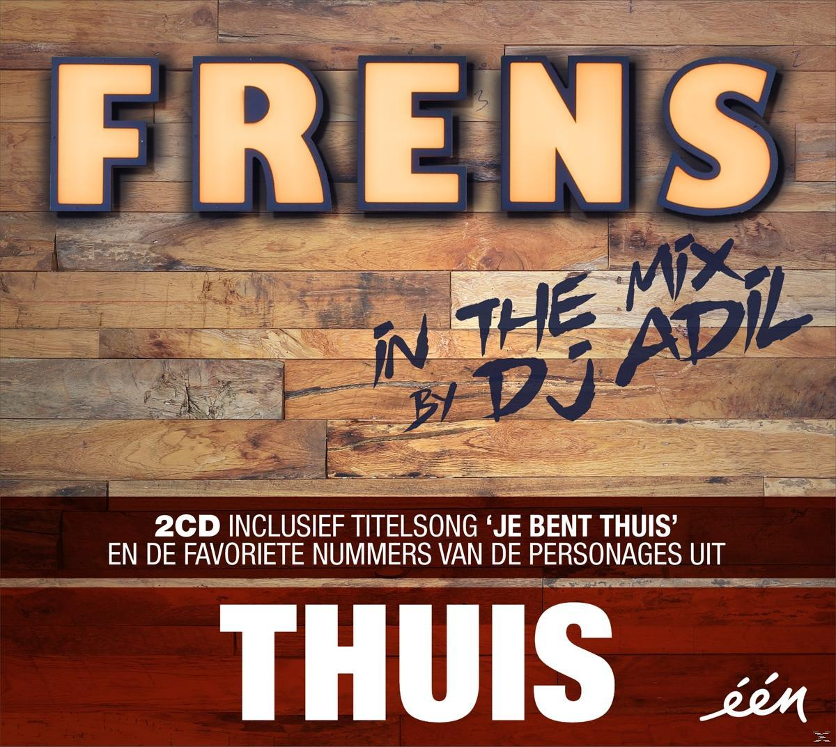 Albumhoes: 'Frens'. Bruine houten achtergrond met oranje tekst. 'In the mix by DJ Adil'.
