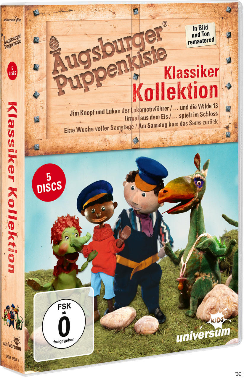 DVD-Cover: Zeichentrickfiguren, Holzkiste und deutscher Text.