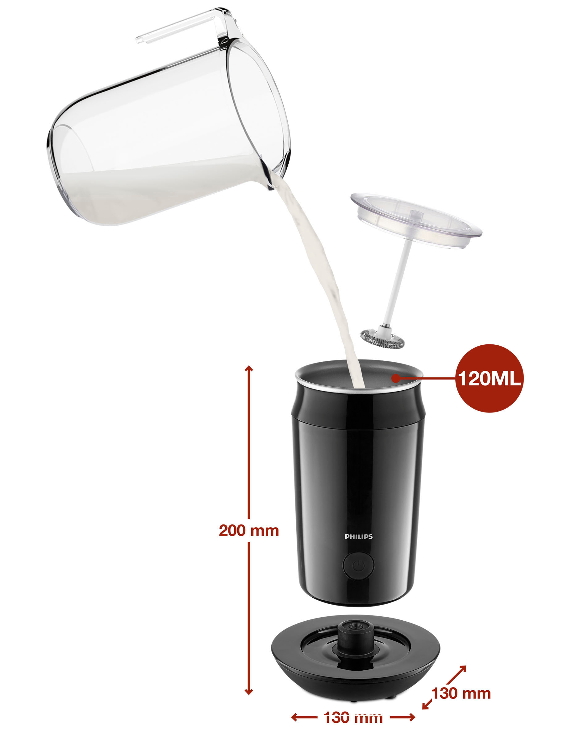 PHILIPS SENSEO® CA6500/01 Milchaufschäumer, Weiß, 500 Watt, 0,12 l