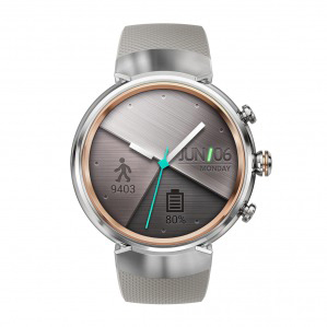 ASUS ZenWatch 3 (WI503Q) Smartwatch Edelstahl Silikon, 118 mm, Silber mit Sportarmband Beige