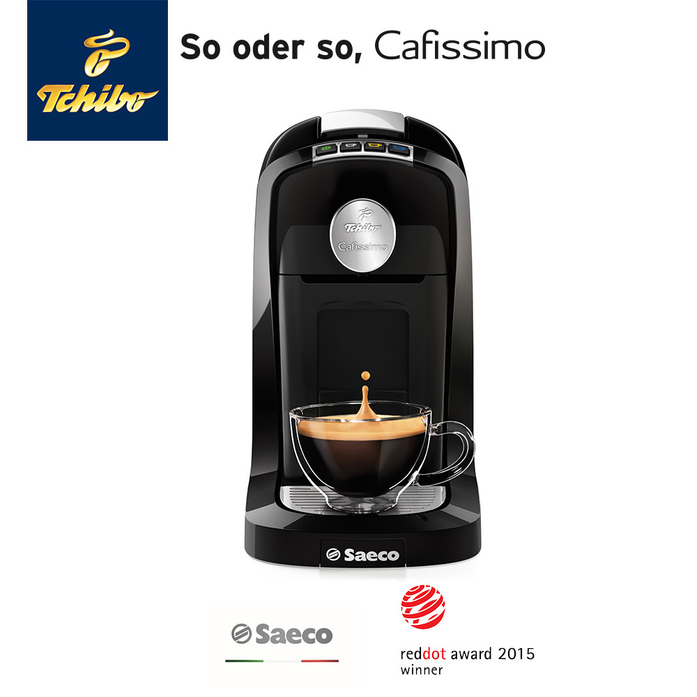 TCHIBO CAFISSIMO Saeco Tuttocaffè Nero inkl. 100 Kapseln Kapselmaschine Schwarz