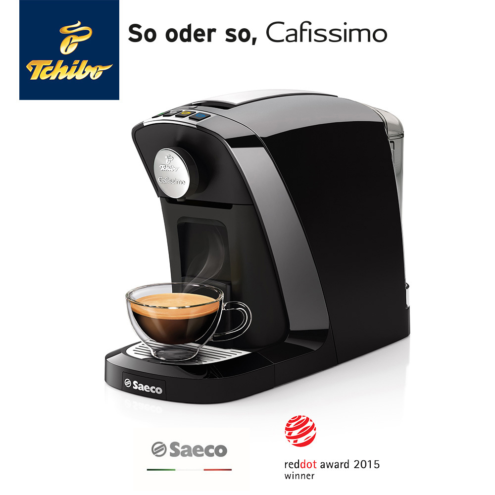 TCHIBO CAFISSIMO Saeco Tuttocaffè Nero inkl. 100 Kapseln Kapselmaschine Schwarz