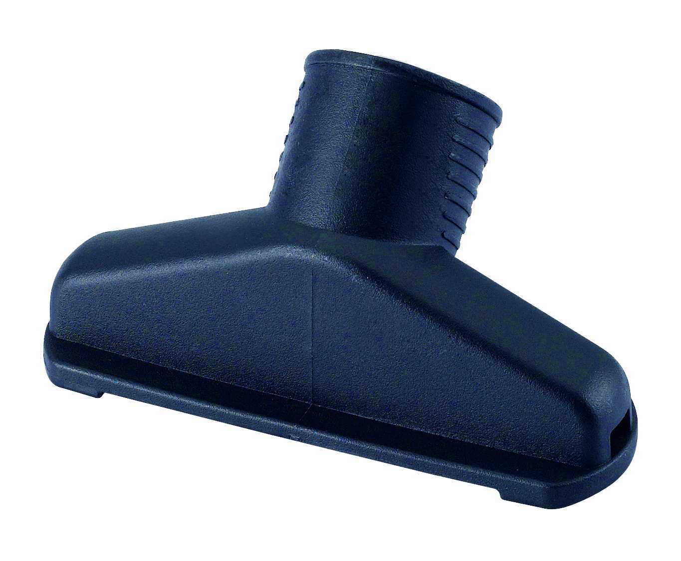 Black vacuum cleaner attachment. Angled top and flat bottom. Isolated on white background.