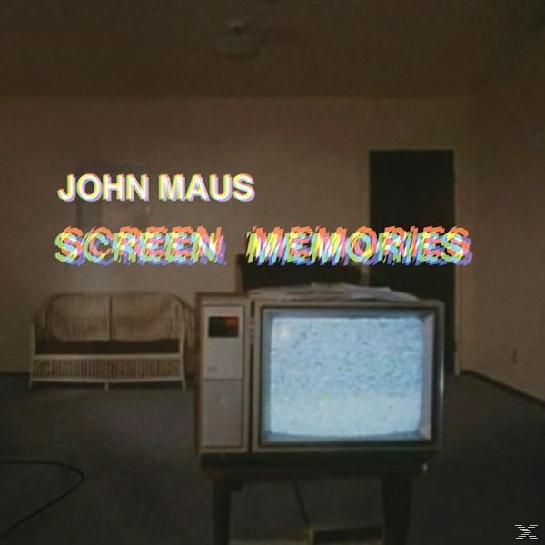 John Maus Screen Memories Albumcover, mit Text und einem Retro-Fernseher.