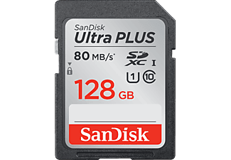 MediaMarkt SANDISK Ultra Plus SDHC / SDXC 128 GB 80 MB/s aanbieding