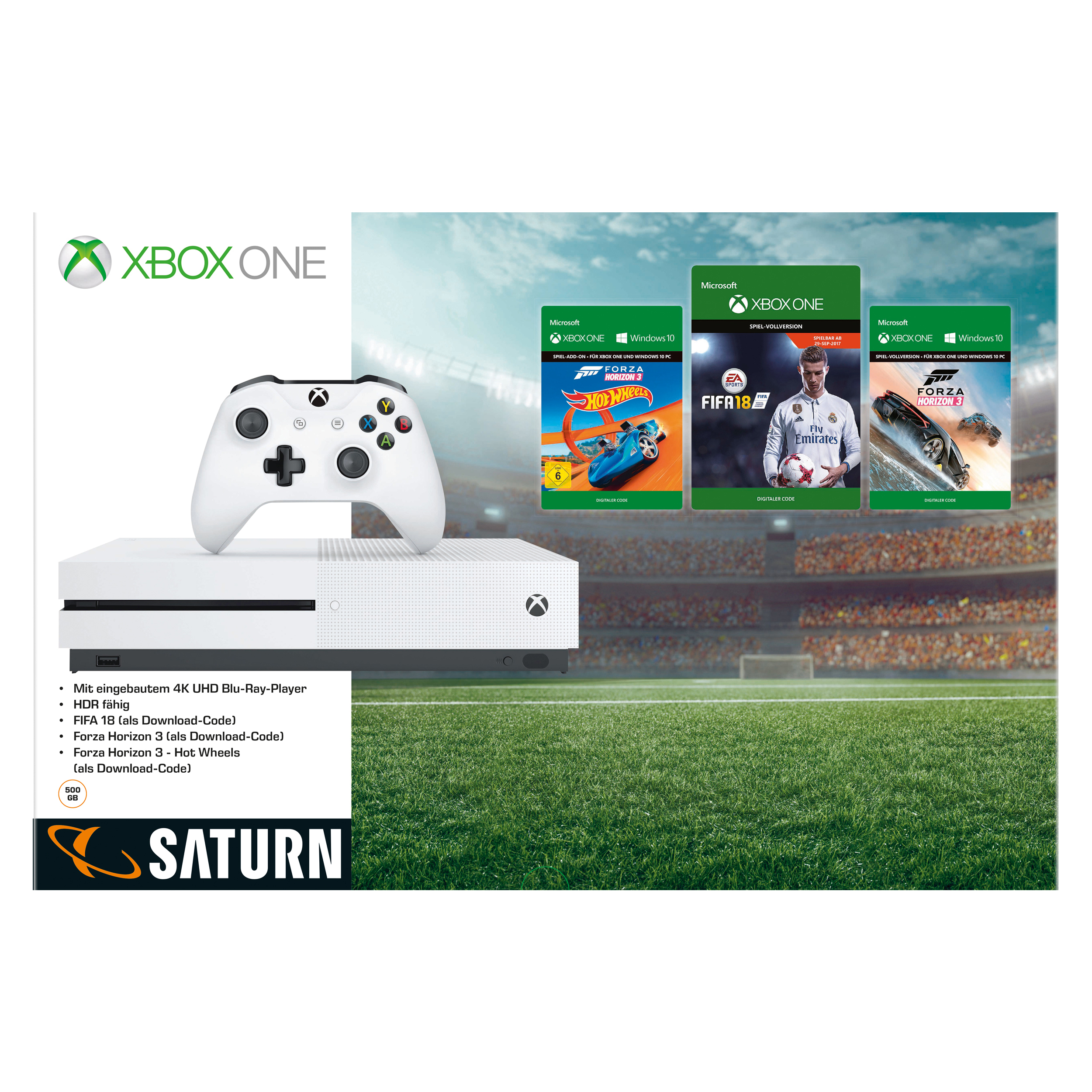 MICROSOFT Xbox One S 500GB Konsole - Forza Horizon 3 Hot Wheels Bundle + FIFA 18