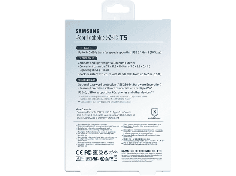 Samsung Disque Dur Externe Portable Ssd T5 500 Gb Mu Pa500b Eu