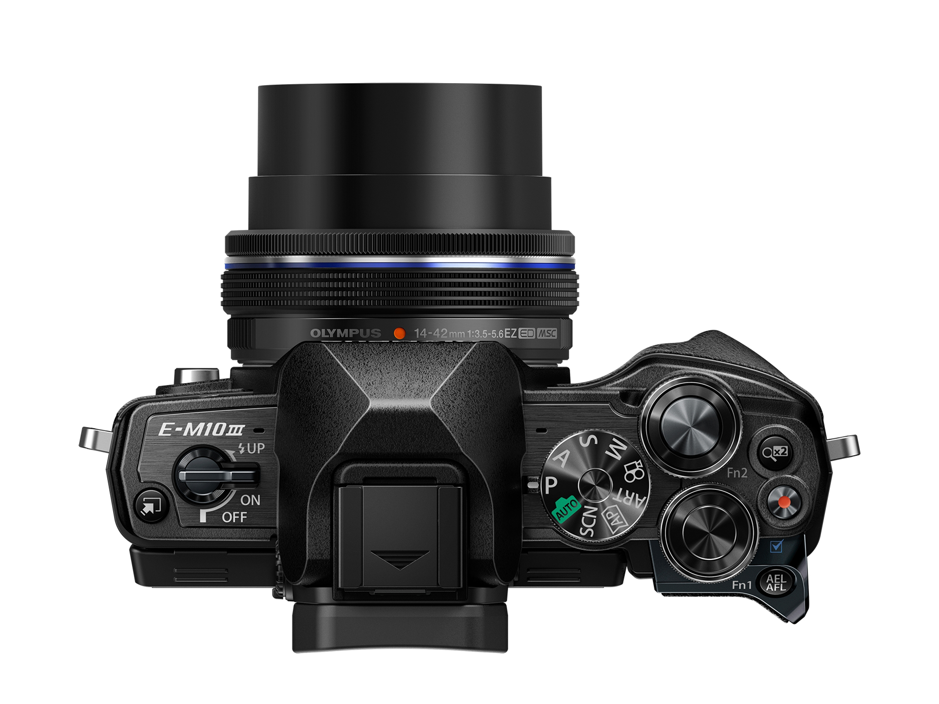 OLYMPUS OM-D E-M10 Mark III Kit Pancake Systemkamera mit Objektiv 14-42 mm, 7,6 cm Display Touchscreen, WLAN