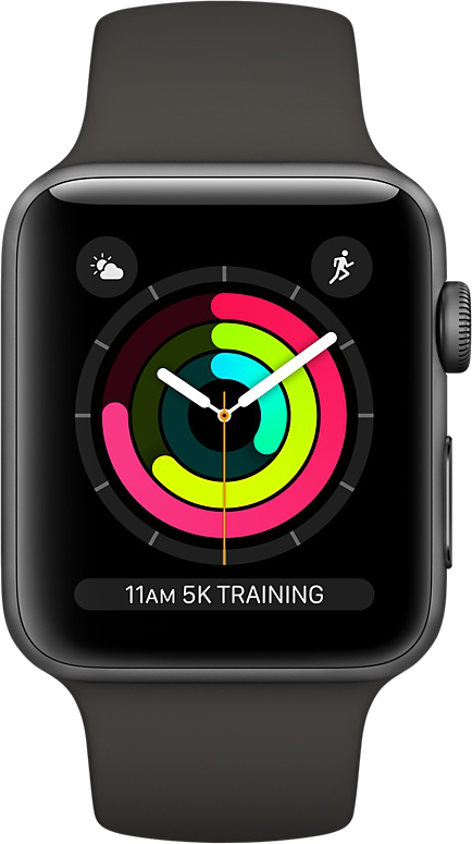 APPLE Watch Series 3 GPS Space Grau, 42 mm Aluminiumgehäuse mit Sportarmband Grau