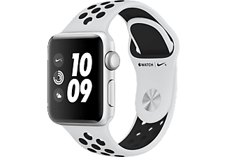 APPLE Watch Nike+ - Smartwatch (130-200 mm, Hochleistungs-Fluorelastomer, Silber mit Nike Sportarmband Pure Platinum/Schwarz)