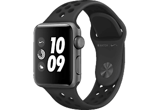 APPLE Watch Nike+ - Smartwatch (130-200 mm, Hochleistungs-Fluorelastomer, Space Grau mit Nike Sportarmband Anthrazit/Schwarz)