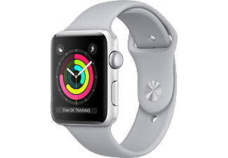 APPLE Watch Series 3 - Smartwatch (130-200 mm, Hochleistungs-Fluorelastomer, Silber mit Sportarmband Nebel)