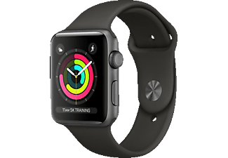 APPLE Watch Series 3 - Smartwatch (140-210 mm, Fluoroelastomero ad alte prestazioni, Space Grigio con braccialetto sportivo Grigio)