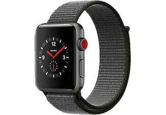 APPLE Watch Series 3 - Smartwatch (145-220 mm, Gewebtes Nylon, Space Grau mit Sport Loop Dunkeloliv)