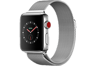 APPLE Watch Series 3 - Smartwatch (130-180 mm, Edelstahl, Edelstahl mit Milanaise Armband)