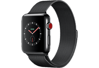 APPLE Watch Series 3 - Montre intelligente (150 - 200 mm, Acier inoxydable, Gris space avec bracelet milanais en noir space)