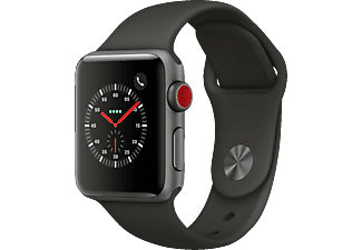 APPLE Watch Series 3 - Montre intelligente (130 - 200 mm, élastomère fluoré haute puissance, Gris space avec bracelet de sport en gris)