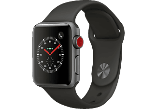 APPLE Watch Series 3 - Smartwatch (130 - 200 mm, Fluoroelastomero ad alte prestazioni, Space Grigio con braccialetto sportivo Grigio)