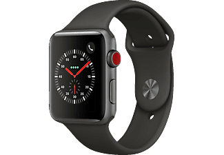 APPLE Watch Series 3 - Montre intelligente (140-210 mm, élastomère fluoré haute puissance, Gris space avec bracelet de sport en gris)