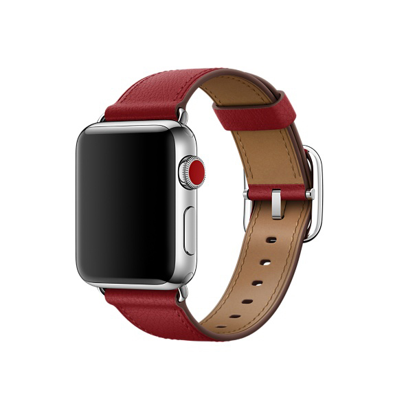 APPLE 38 mm Klassisches Lederarmband, Armband, Rubinrot