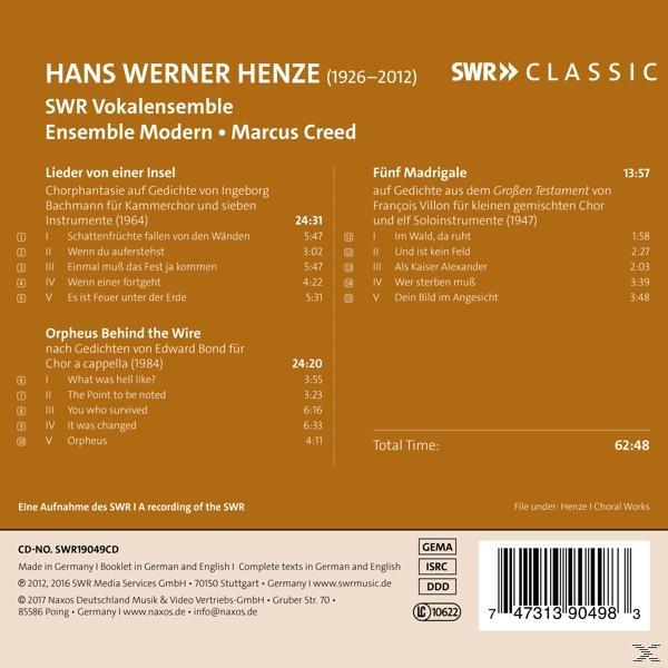 Ensemble Modern, Swr Vokalensemble - Lieder von einer Insel/Madriga  - (CD)