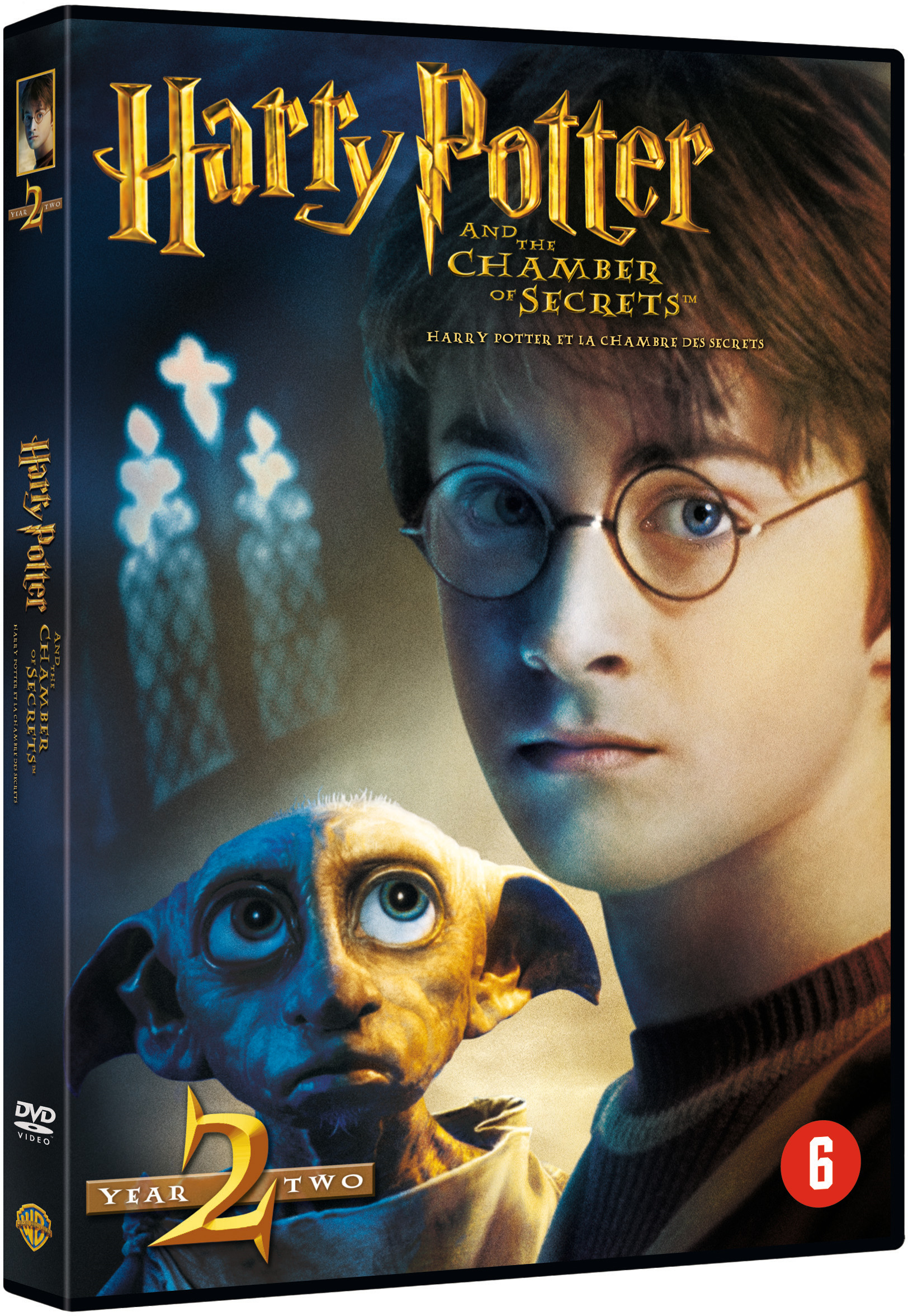 Couverture DVD d'Harry Potter avec Harry et Dobby. Titre et classification.