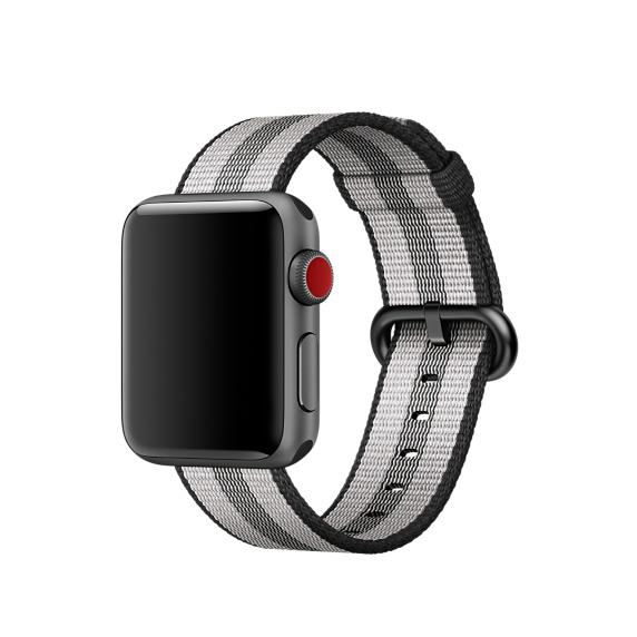 APPLE 38 mm Armband aus gewebtem Nylon, Armband, Schwarz (gestreift)