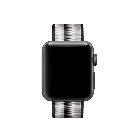 APPLE 38 mm Armband aus gewebtem Nylon, Armband, Schwarz (gestreift)