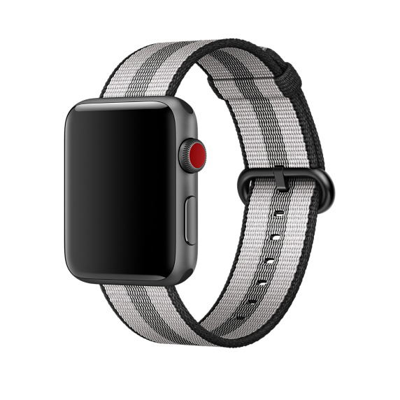 APPLE 42 mm Armband aus gewebtem Nylon, Armband, Schwarz (gestreift)