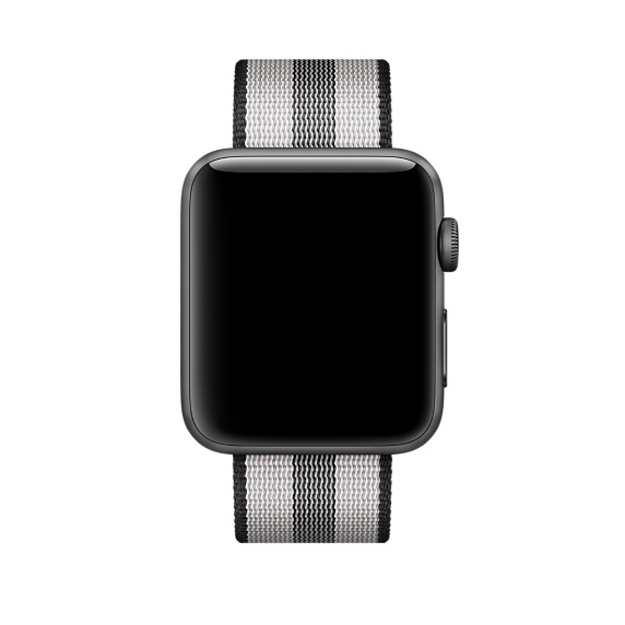 APPLE 42 mm Armband aus gewebtem Nylon, Armband, Schwarz (gestreift)