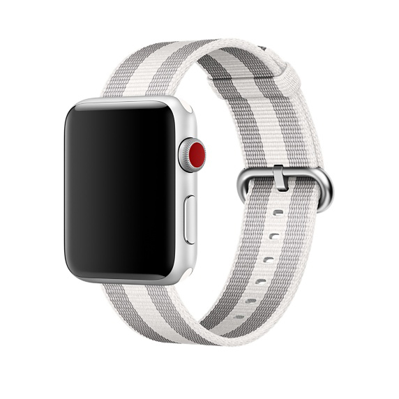 APPLE 42 mm Armband aus gewebtem Nylon, Armband, Weiß (gestreift)