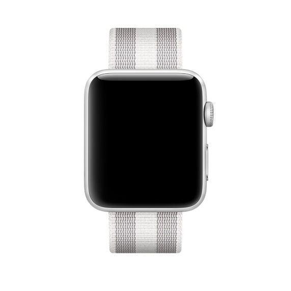 APPLE 42 mm Armband aus gewebtem Nylon, Armband, Weiß (gestreift)