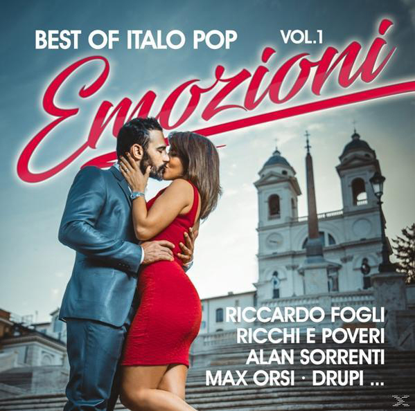 Albumcover mit einem sich küssenden Paar vor einem Gebäude. Text 'Best of Italo Pop' ist sichtbar.