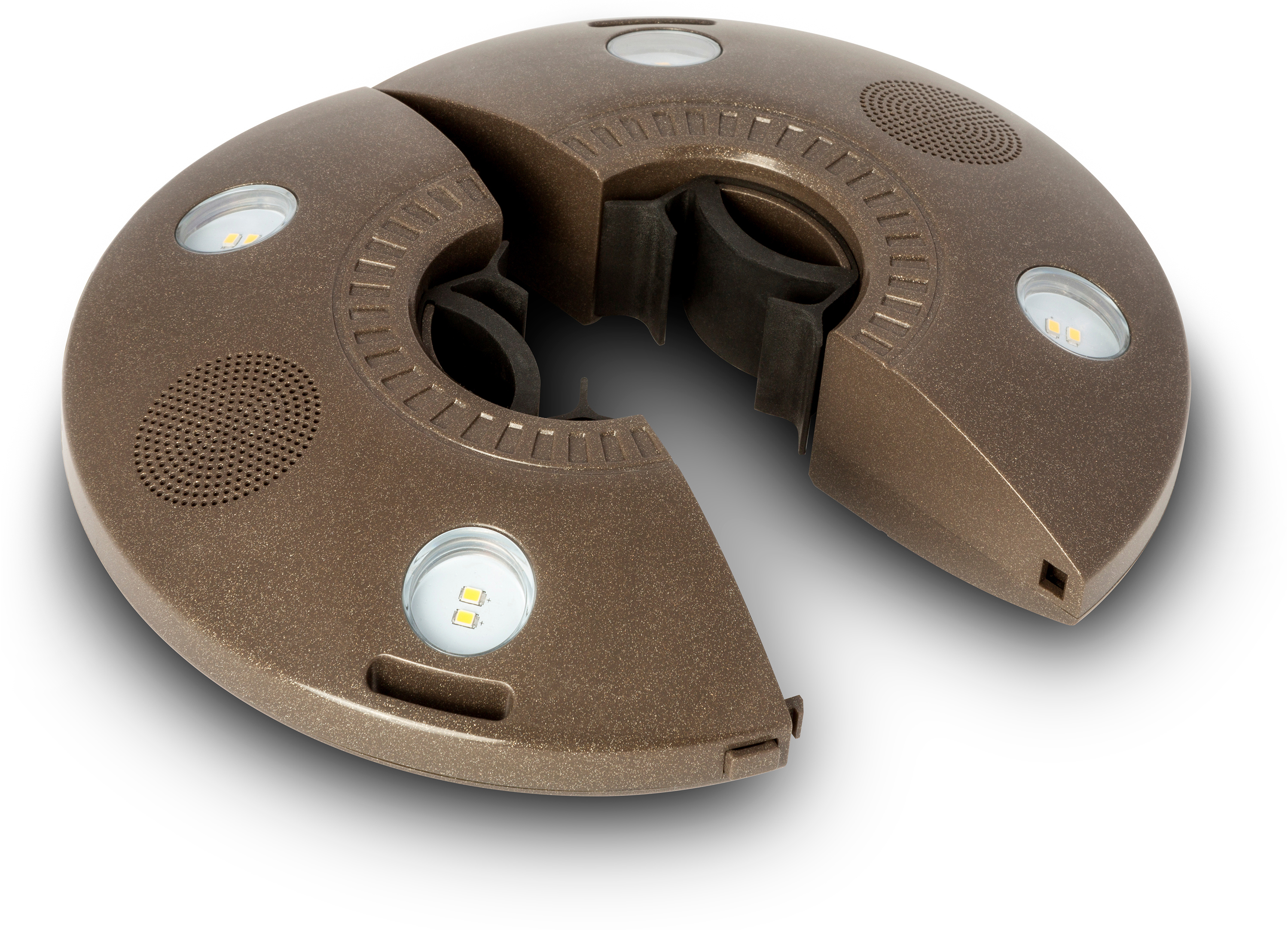 ION Patio Mate Sonnenschirmleuchte mit Bluetooth Lautsprecher, Braun, Wasserfest