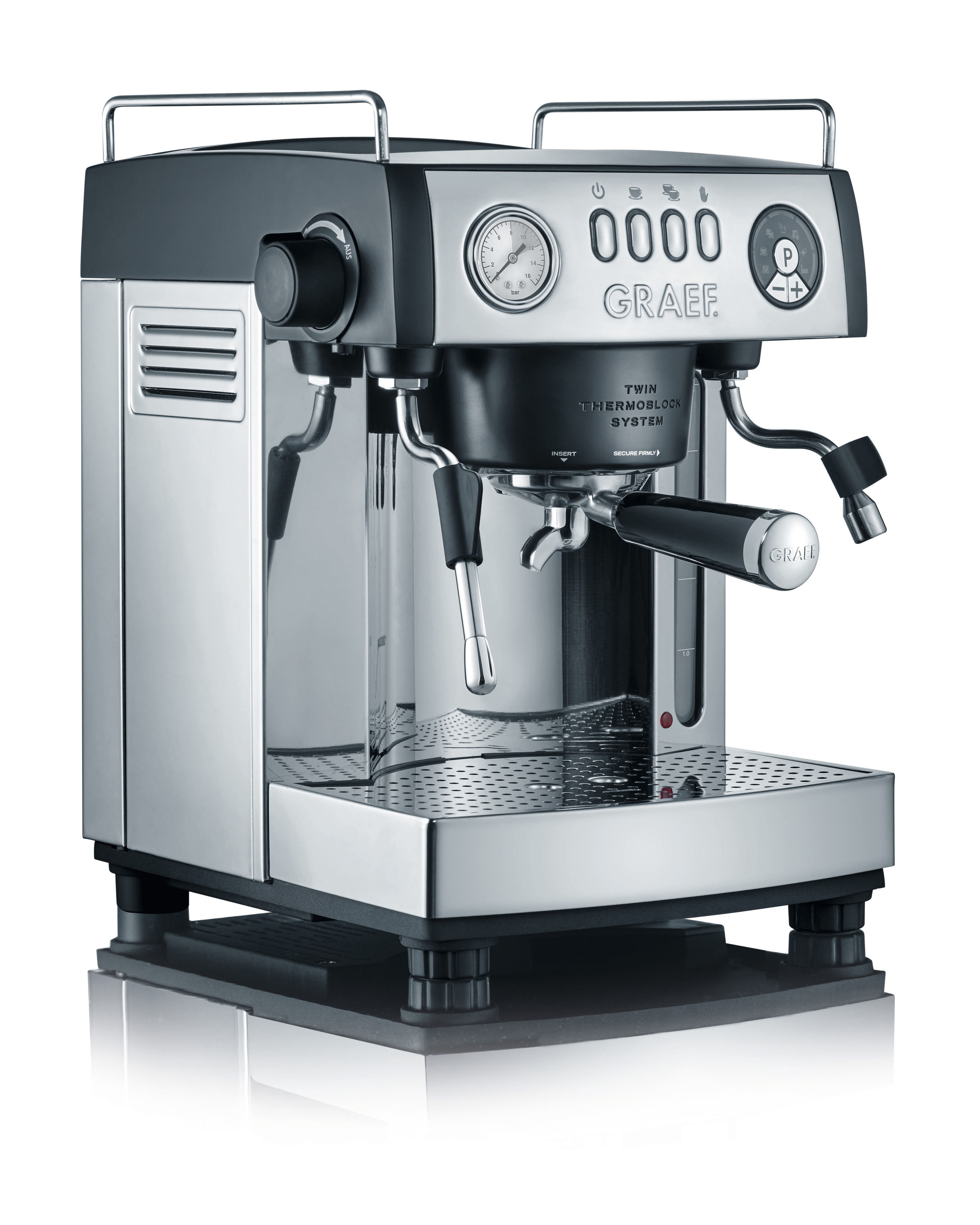 GRAEF ES 902 Baronessa Espressomaschine Edelstahl hochglänzend/Aluminium schwarz-matt lackiert