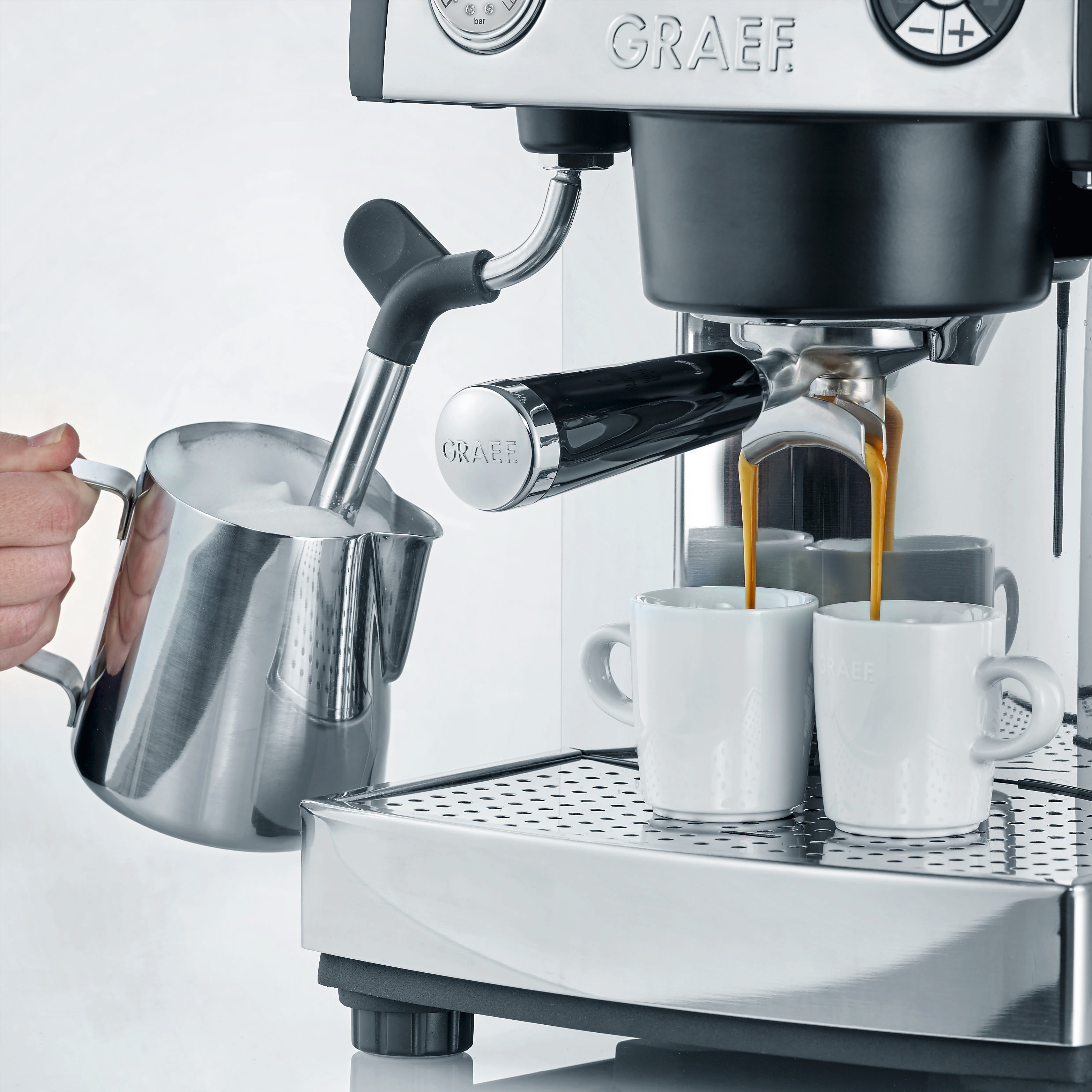 GRAEF ES 902 Baronessa Espressomaschine Edelstahl hochglänzend/Aluminium schwarz-matt lackiert