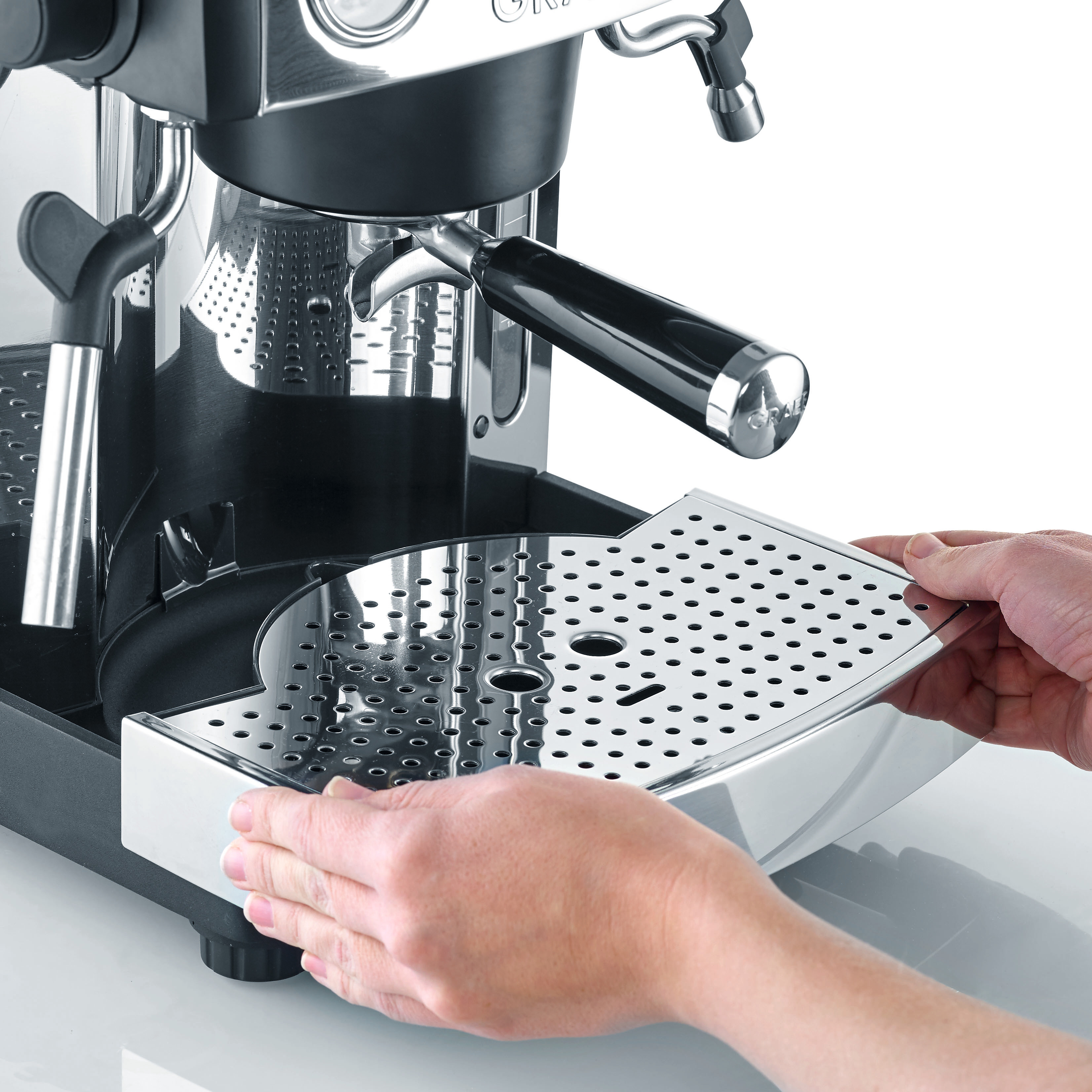 Espressomaschine lackiert hochglänzend/Aluminium GRAEF ES Edelstahl Baronessa 902 schwarz-matt